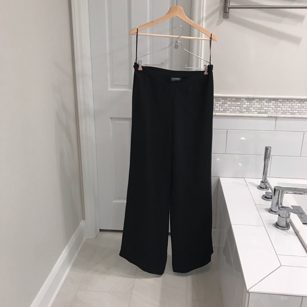 Ralph Lauren Wide Leg Black Silk Pant sz 14
